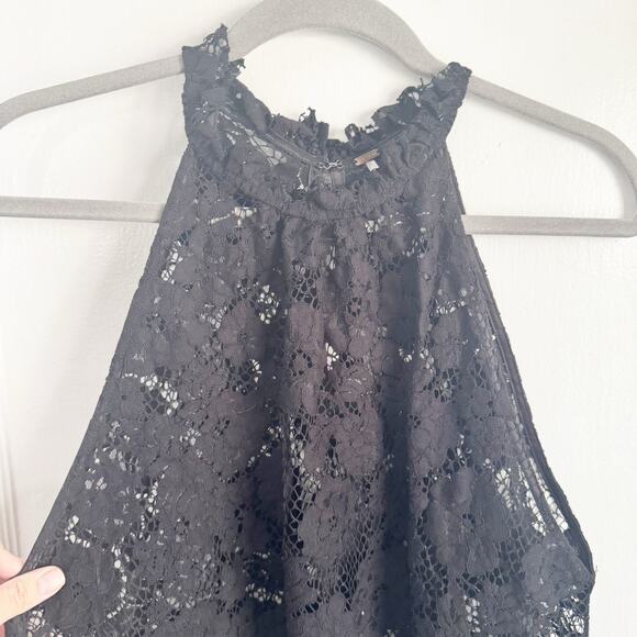 Free People FP Sweet Meadow Dreams Black Lace Halter Top Sheer Size Large L Boho - Picture 5 of 14